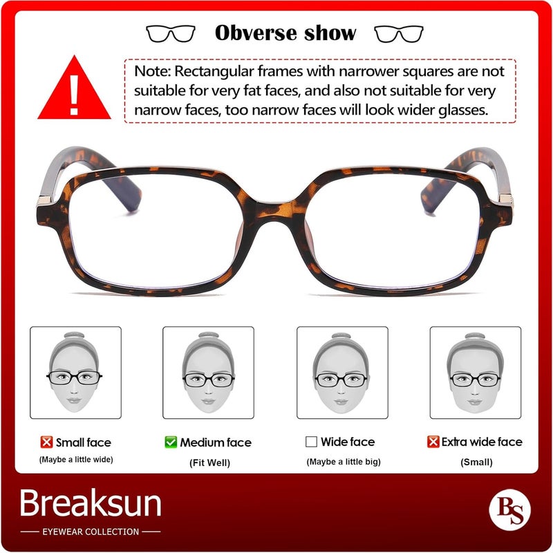 Breaksun Retro Rectangle Glasses for Women Men Small Square Blue Light Blocking Glasses Vintage Eyeglasses - Image 4